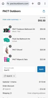 GUA15 coupon verification screenshot