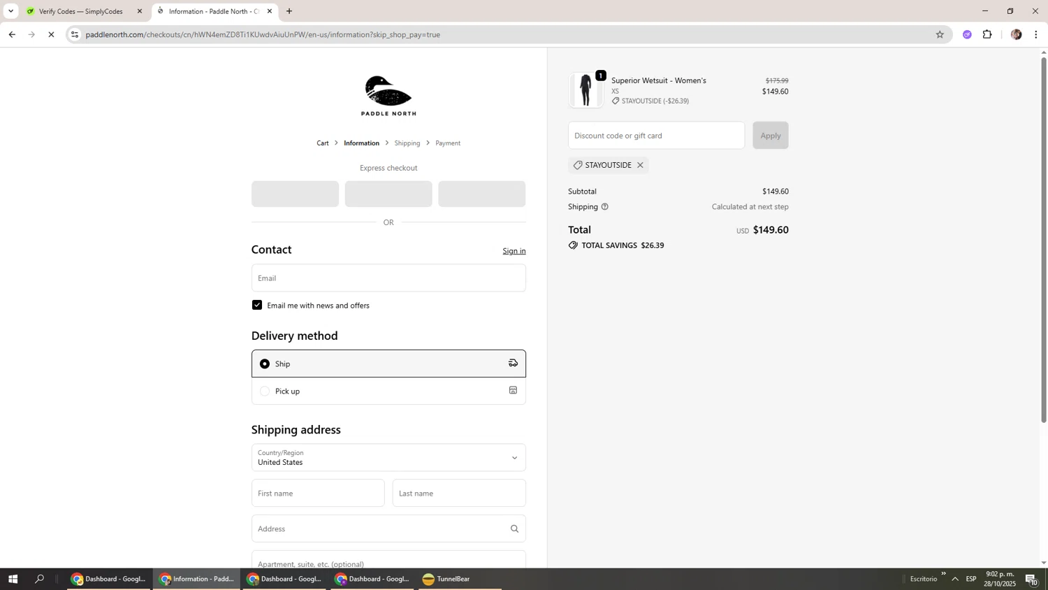 Paddle North discount code screenshot showing code STAYOUTSIDE applied at Paddle North checkout page. Uploaded by SimplyCodes community member Levi_Ackerman on Oct 29, 2025
