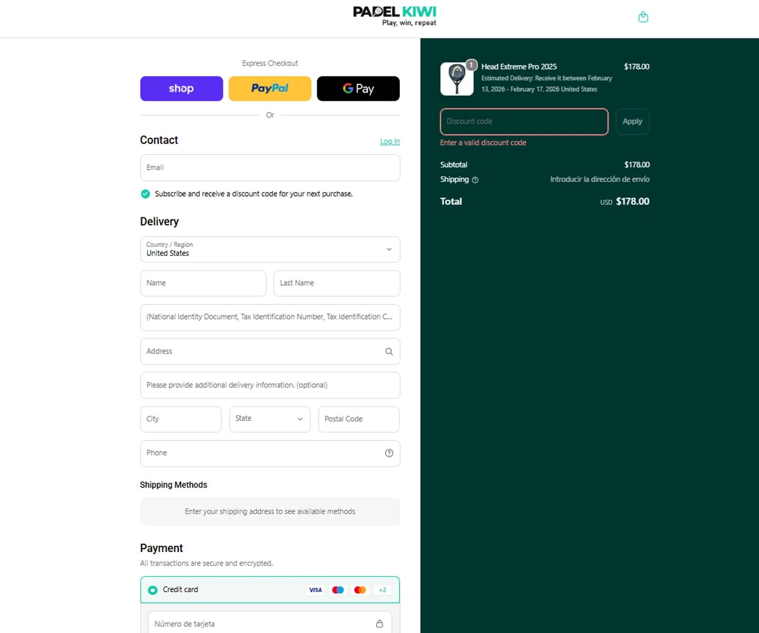 Padel Kiwi US promo code screenshot showing code SALE6 applied at Padel Kiwi US checkout page. Uploaded by SimplyCodes community member reggiesmith on Feb 6, 2026
