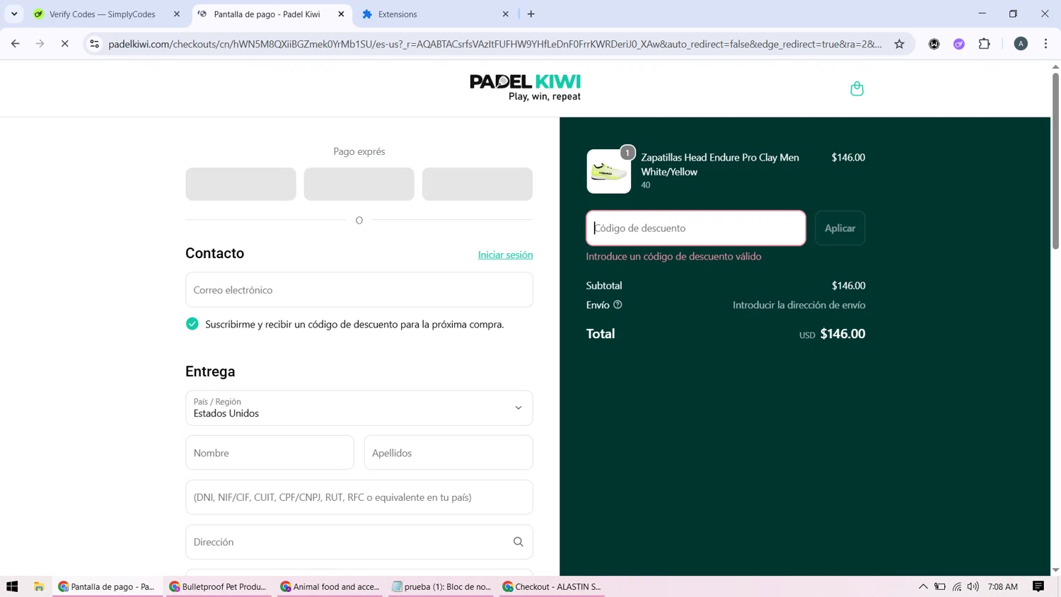 Padel Kiwi US promo code screenshot showing code HALLOWEEN6 applied at Padel Kiwi US checkout page. Uploaded by SimplyCodes community member BonusMonarch7015 on Nov 16, 2025