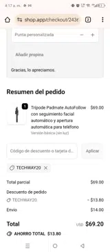 TECHWAY20 coupon verification screenshot