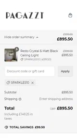 SPARKLES10 coupon verification screenshot
