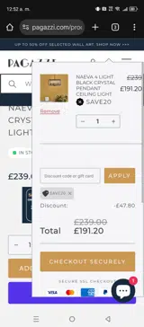 SAVE20 coupon verification screenshot