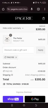PAG100 coupon verification screenshot