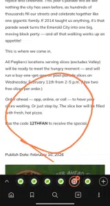Pagliacci coupon verification screenshot