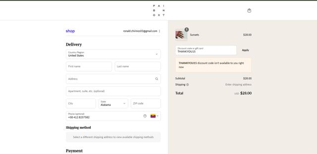 Paintbox checkout page showing Paintbox promo code box | Screenshot taken by SimplyCodes community member on Aug 30, 2025