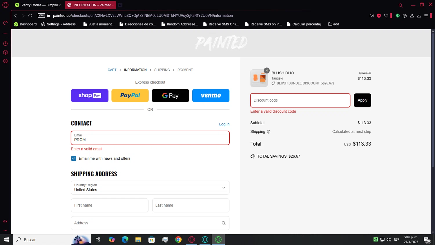 Painted discount code screenshot showing code PROM applied at Painted checkout page. Uploaded by SimplyCodes community member Bart_Simpson on Apr 21, 2025
