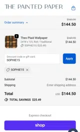 SOPHIE15 coupon verification screenshot