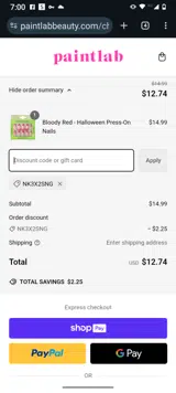 PaintLab coupon verification screenshot