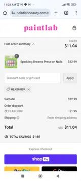 PaintLab coupon verification screenshot