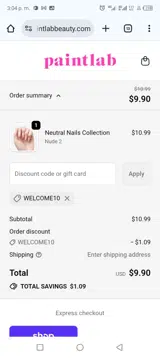 PaintLab coupon verification screenshot