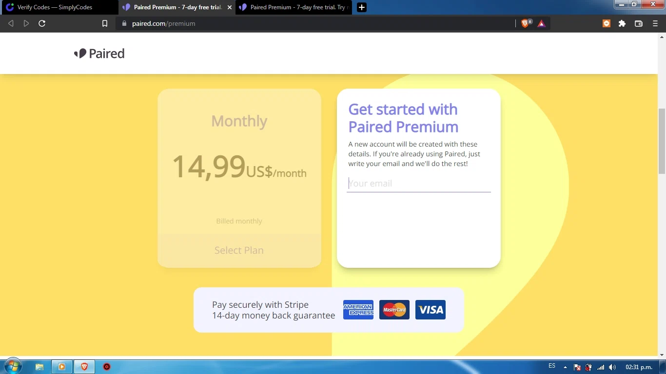Paired checkout page showing Paired promo code box | Screenshot taken by SimplyCodes community member on May 5, 2022