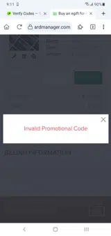 BUSTER20 coupon verification screenshot
