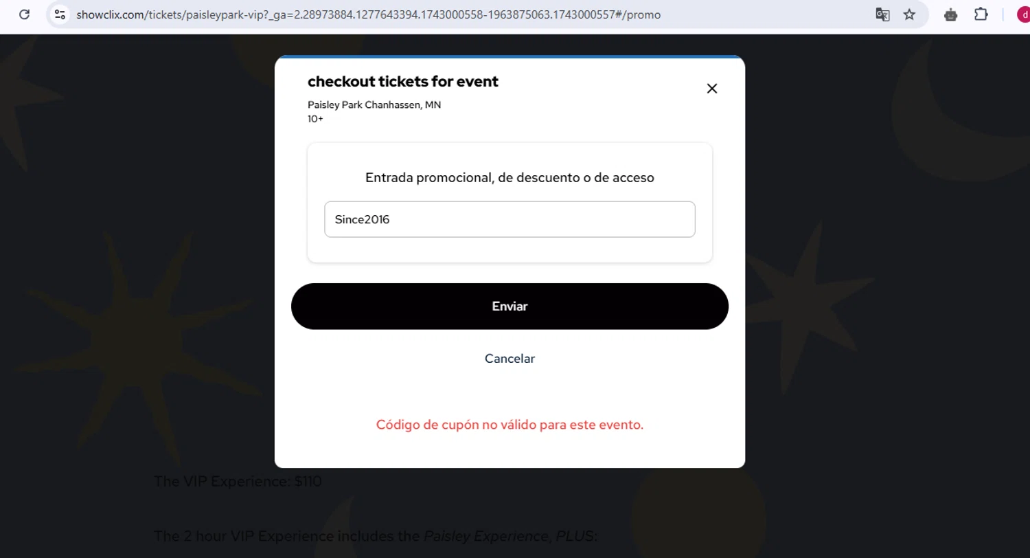 Paisley Park promo code screenshot showing code Since2016 applied at Paisley Park checkout page. Uploaded by SimplyCodes community member CleverNavigator9655 on Mar 26, 2025