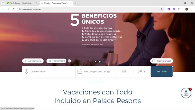 Palace Resorts checkout page showing Palace Resorts promo code box | Screenshot taken by SimplyCodes community member on Jul 27, 2025