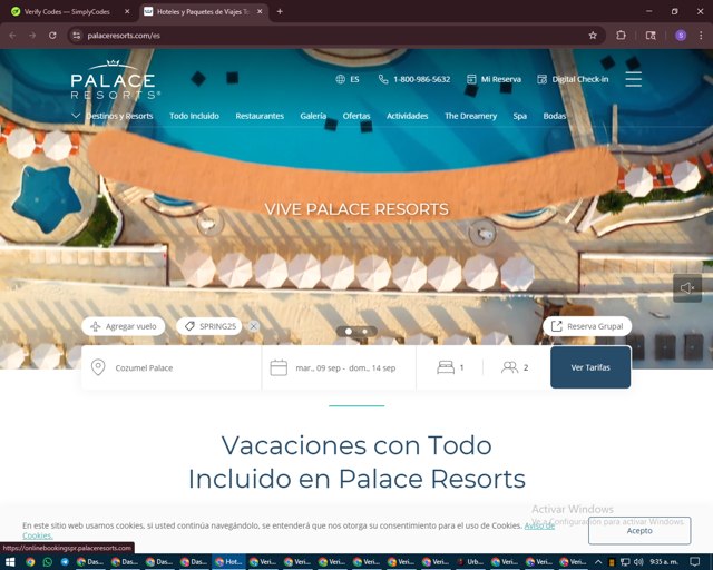 Palace Resorts checkout page showing Palace Resorts promo code box | Screenshot taken by SimplyCodes community member on Aug 25, 2025