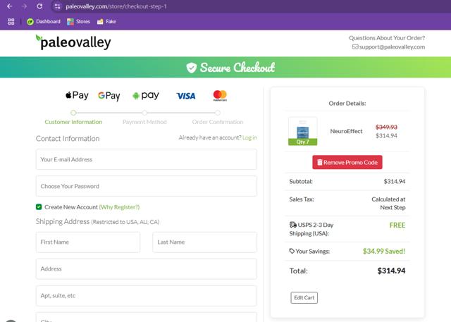 Paleovalley checkout page showing Paleovalley coupon code box | Screenshot taken by SimplyCodes community member on Jun 7, 2025