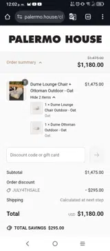 Palermo House coupon verification screenshot