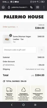 Palermo House coupon verification screenshot