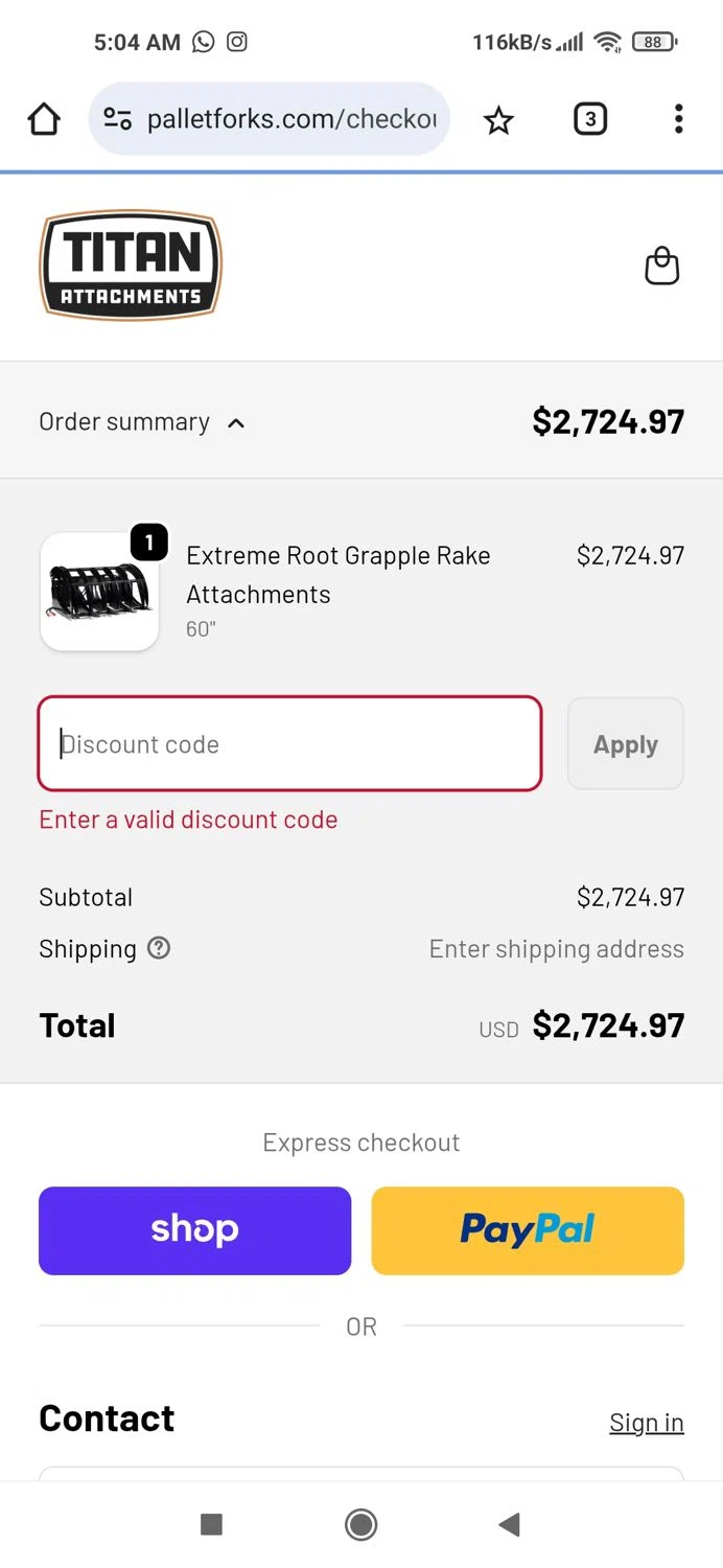 Pallet Forks promo code screenshot showing code EXTRA5 applied at Pallet Forks checkout page. Uploaded by SimplyCodes community member Piolin on Oct 26, 2025