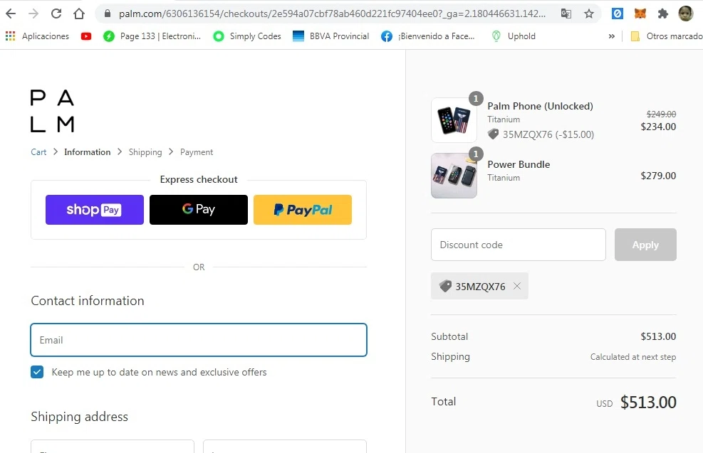 how to use Store.Palm.com coupons