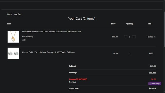 PalmBeach Jewelry checkout page showing PalmBeach Jewelry promo code box | Screenshot taken by SimplyCodes community member on Apr 20, 2025