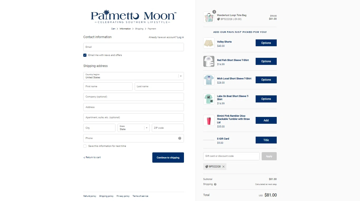 Palmetto Moon Coupons 10 Off November 2024