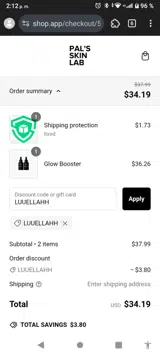 LUUELLAHH coupon verification screenshot