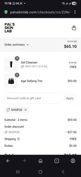 Shop30 coupon verification screenshot