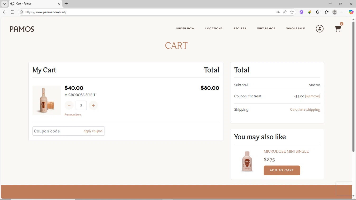 Pamos coupon code screenshot showing code THCTREAT applied at Pamos checkout page. Uploaded by SimplyCodes community member CrownShopper2899 on Jul 17, 2025