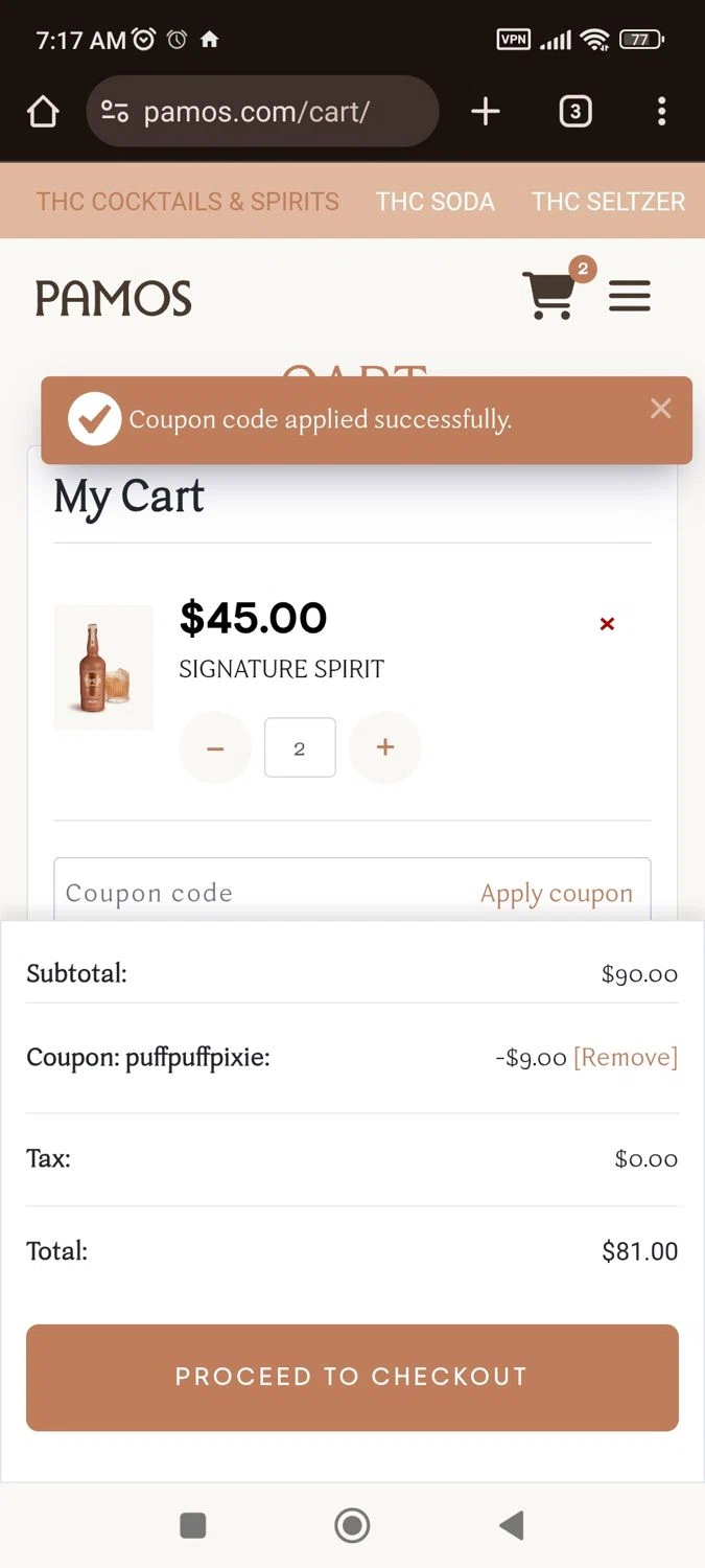 Pamos checkout page showing Pamos coupon code box | Screenshot taken by SimplyCodes community member on Dec 31, 2025