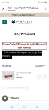 CYBER20 coupon verification screenshot