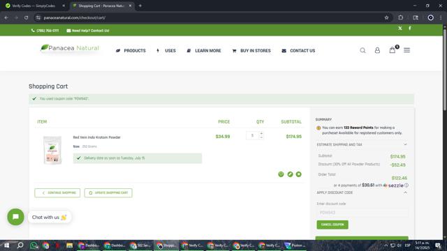 Panacea Natural checkout page showing Panacea Natural promo code box | Screenshot taken by SimplyCodes community member on Jul 14, 2025