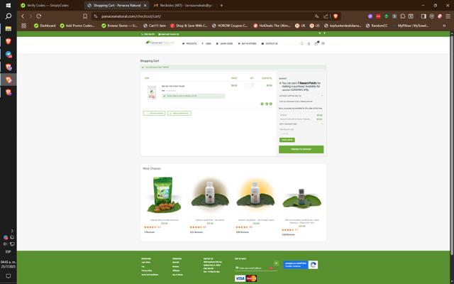 Panacea Natural checkout page showing Panacea Natural promo code box | Screenshot taken by SimplyCodes community member on Jul 25, 2025