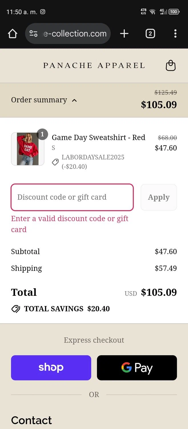 Panache Apparel discount code screenshot showing code BESTSTYLE40 applied at Panache Apparel checkout page. Uploaded by SimplyCodes community member Frankcuenca on Aug 30, 2025