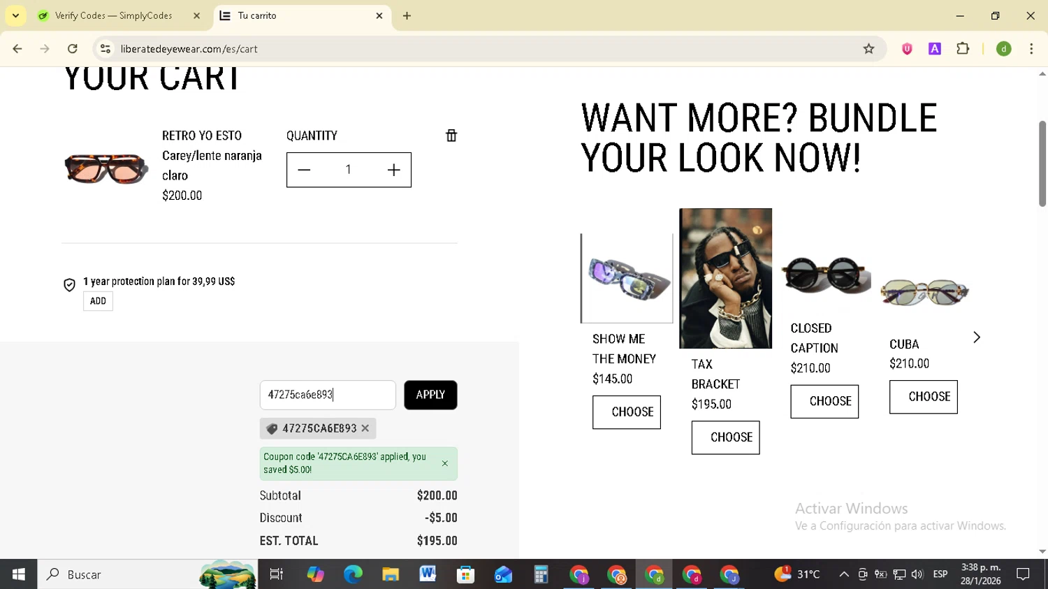 Panera Bread checkout page showing Panera Bread promo code box | Screenshot taken by SimplyCodes community member on Jan 28, 2026