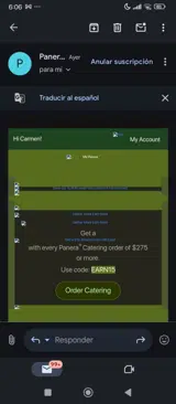 Panera Bread coupon verification screenshot