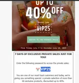 VIP25 coupon verification screenshot
