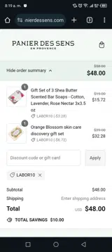 LABOR10 coupon verification screenshot