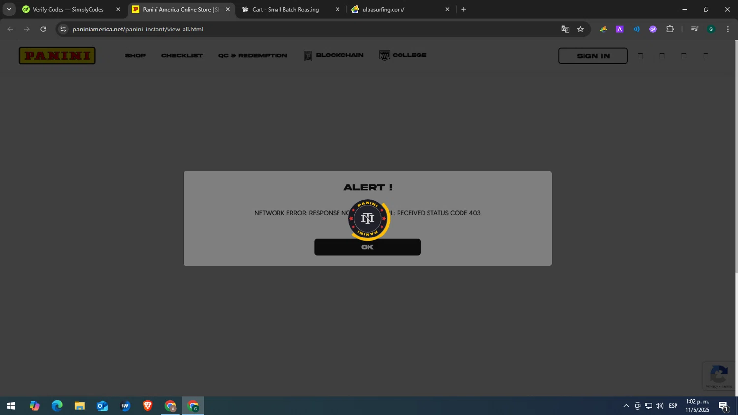 Panini America promo code screenshot showing code PLAYOFFS40 applied at Panini America checkout page. Uploaded by SimplyCodes community member humanmos on May 11, 2025
