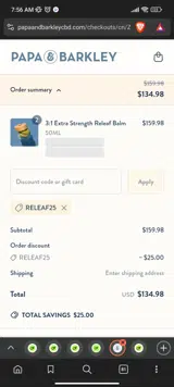 RELEAF25 coupon verification screenshot