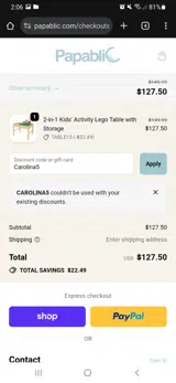 Carolina5 coupon verification screenshot