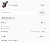 WELCOME20 coupon verification screenshot