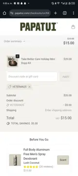 PAPATUI coupon verification screenshot