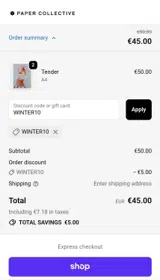Paper Collective coupon verification screenshot