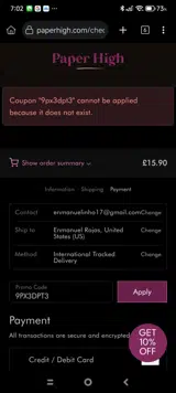 9PX3DPT3 coupon verification screenshot