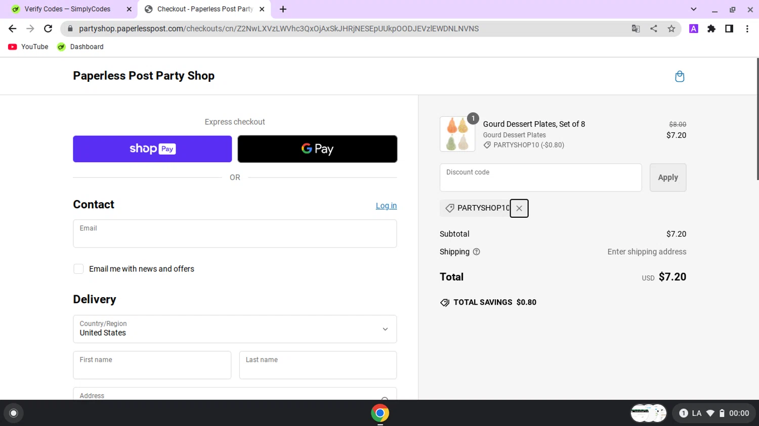 where to use Paperless Post promo code box