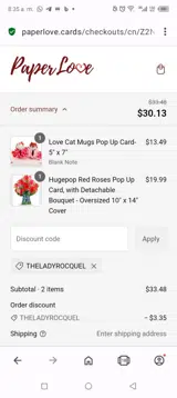 THELADYROCQUEL coupon verification screenshot