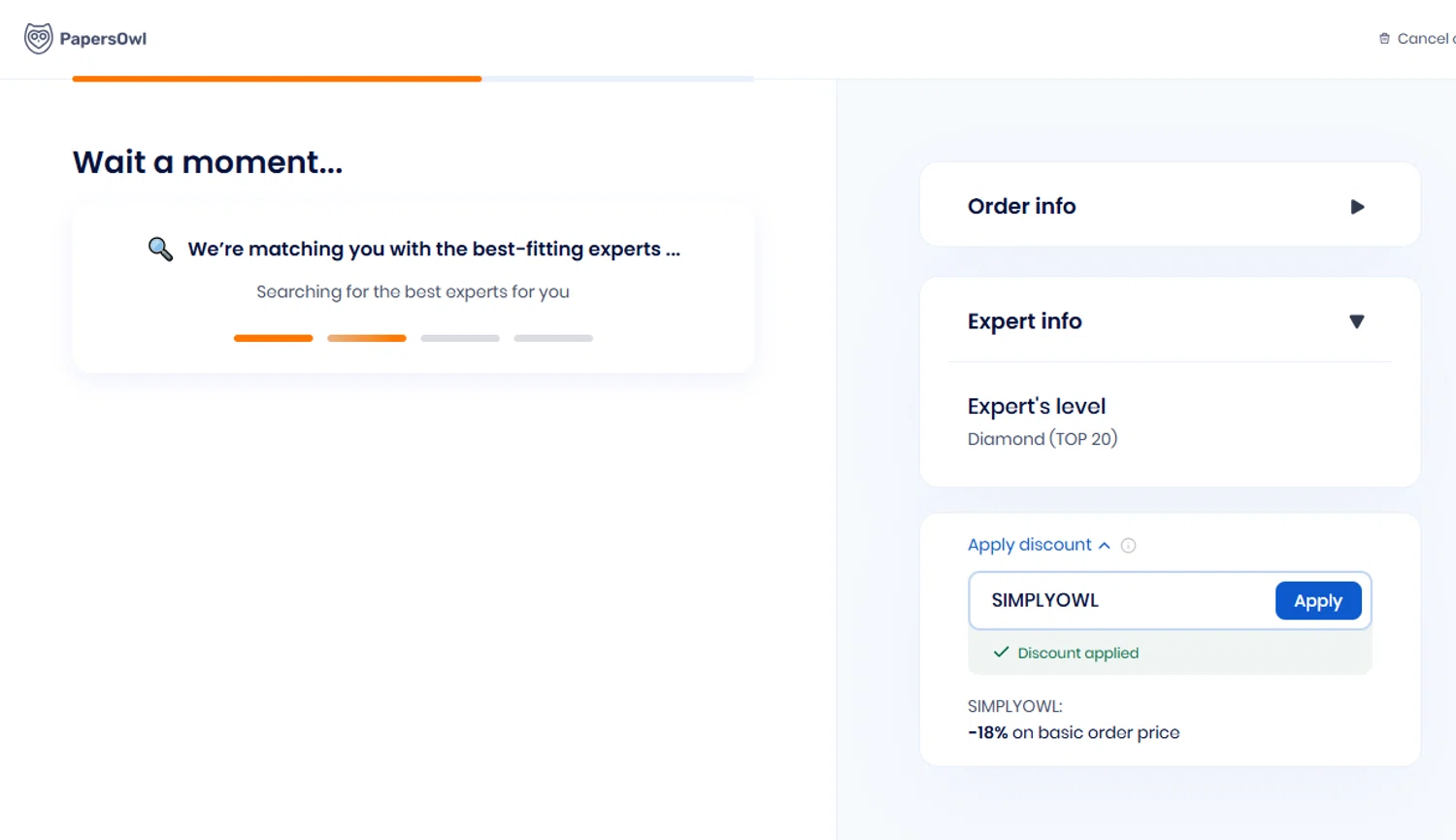 Papersowl promo code screenshot showing code SIMPLYOWL applied at Papersowl checkout page. Uploaded by SimplyCodes community member Garengod on Sep 24, 2025