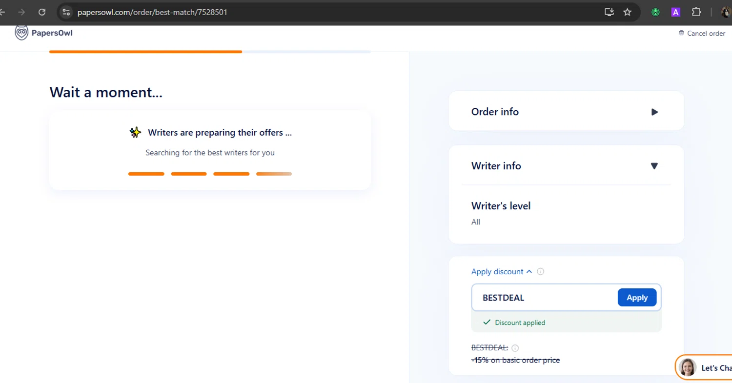 Papersowl checkout page showing Papersowl promo code box | Screenshot taken by SimplyCodes community member on Oct 13, 2025
